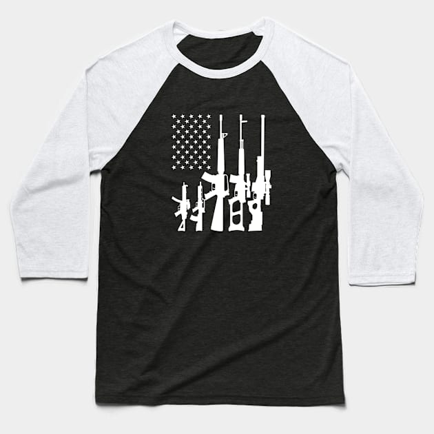 Gun - Guns in american flag Baseball T-Shirt by KC Happy Shop